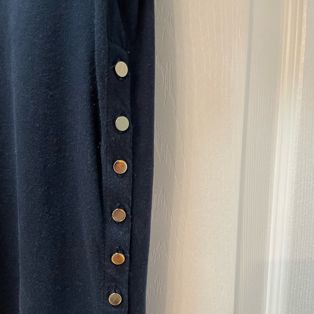 Ann Taylor Navy Top with Gold Side Button Detail - Picture 2 of 3